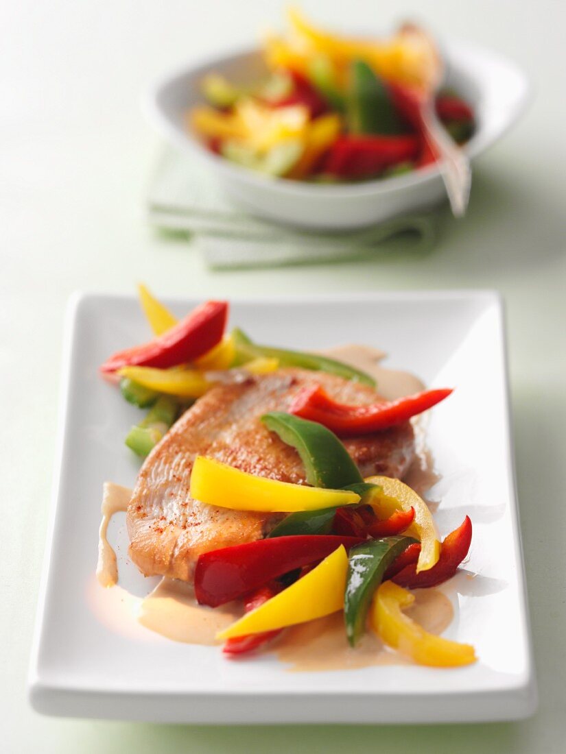 Turkey steak with peppers