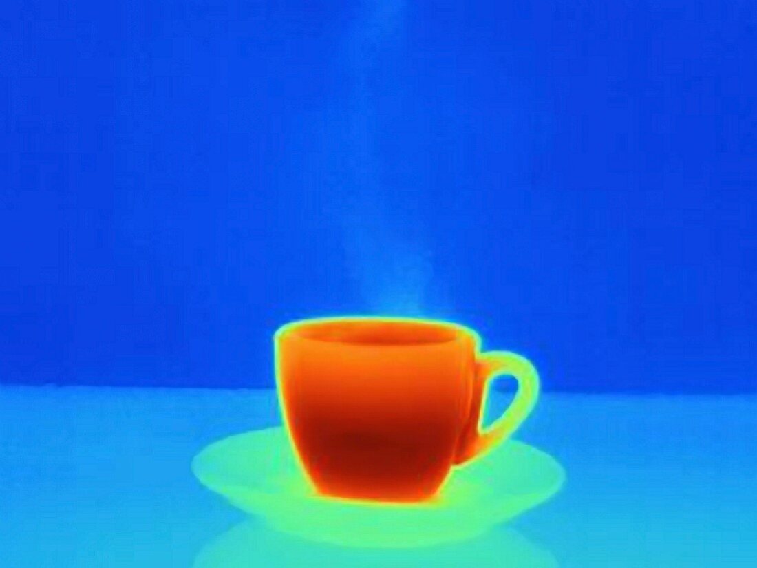 An infra red picture of a hot cup of coffee