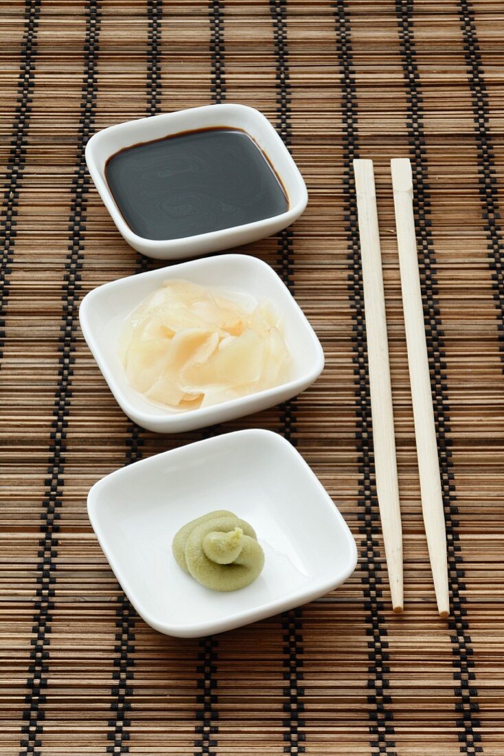 Wasabi, ginger and soy sauce