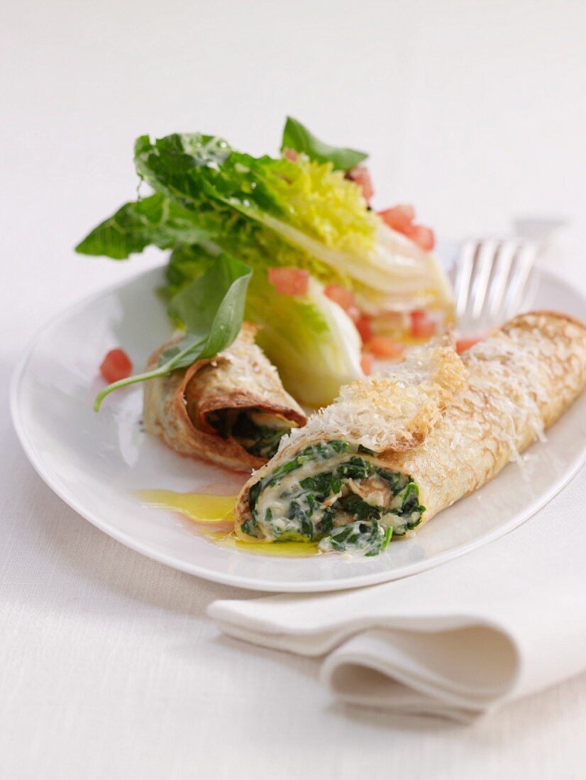 Crespelle with spinach and cheese