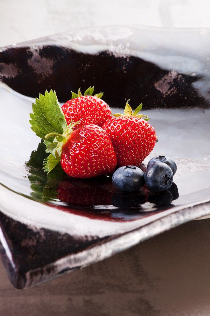 Summer berries in a ceramic bowl