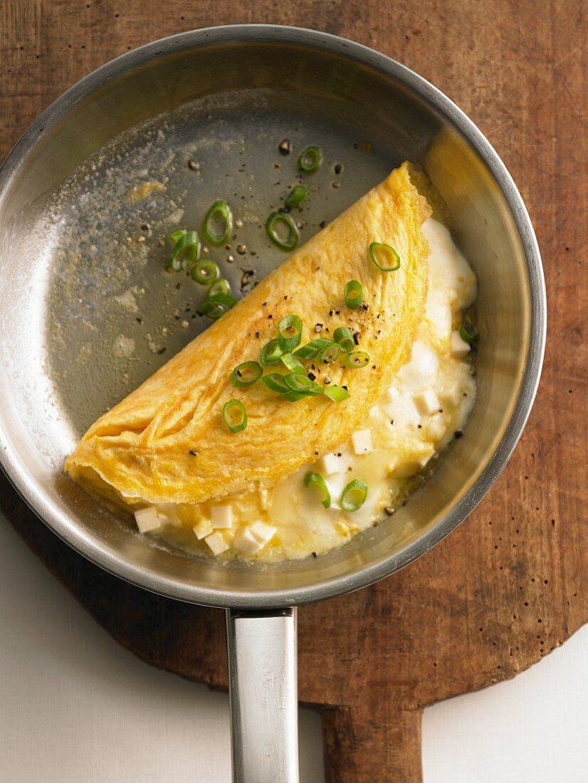 A four cheese omelette with spring onions