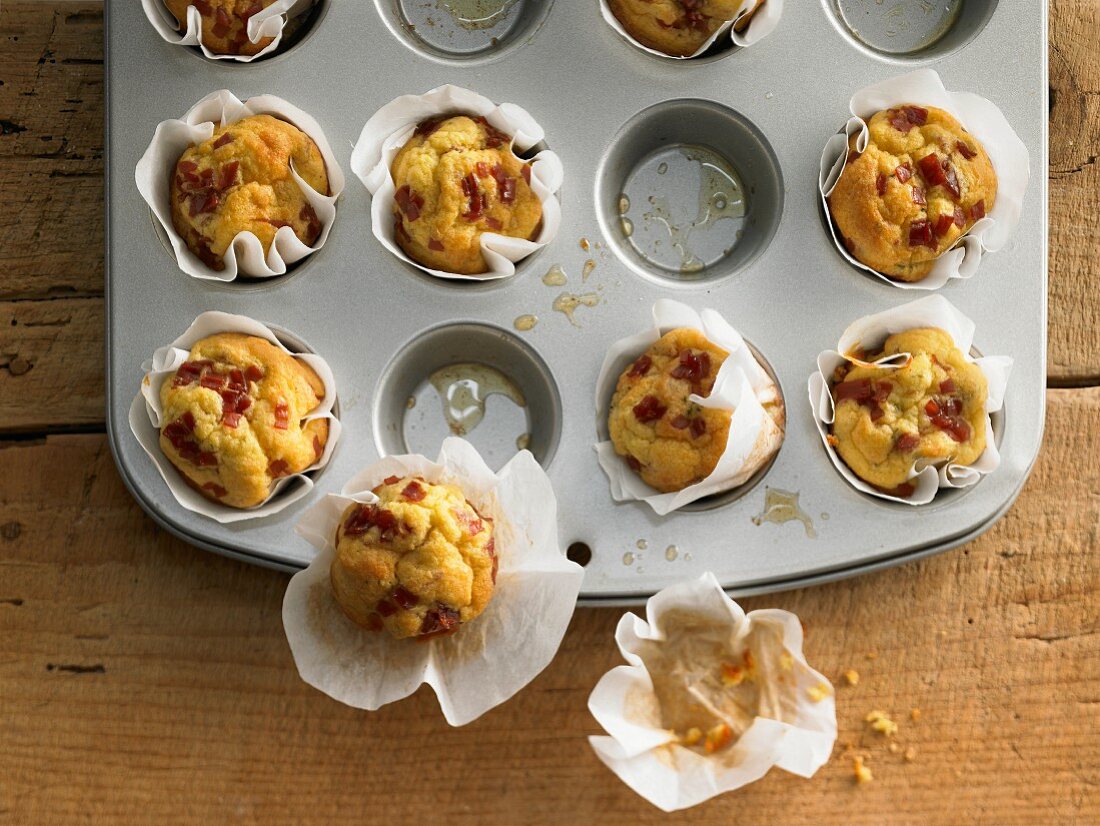 Mini ham and Parmesan muffins