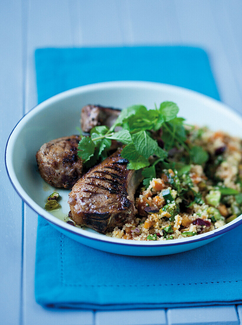 Harissa lamb with fruity couscous
