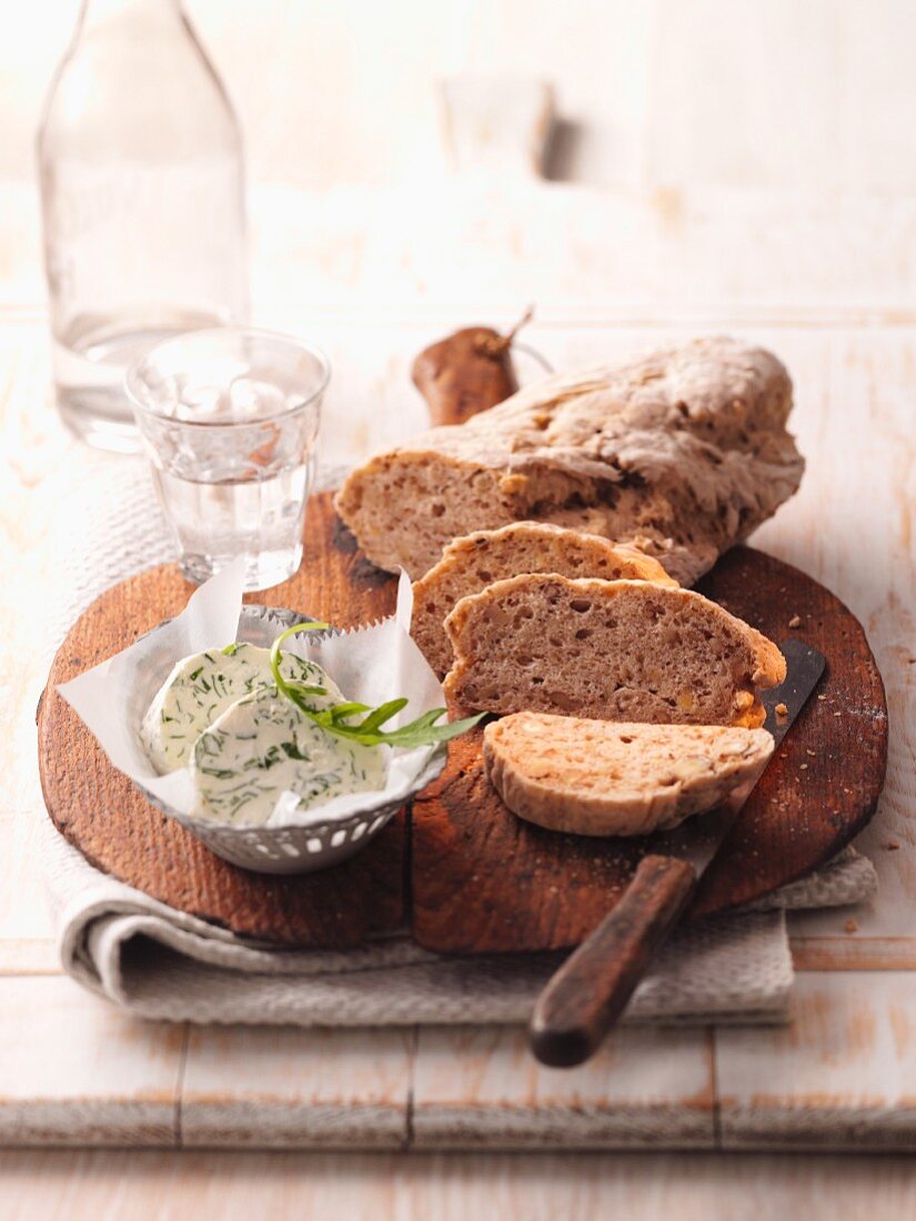 Nut bread with herb butter