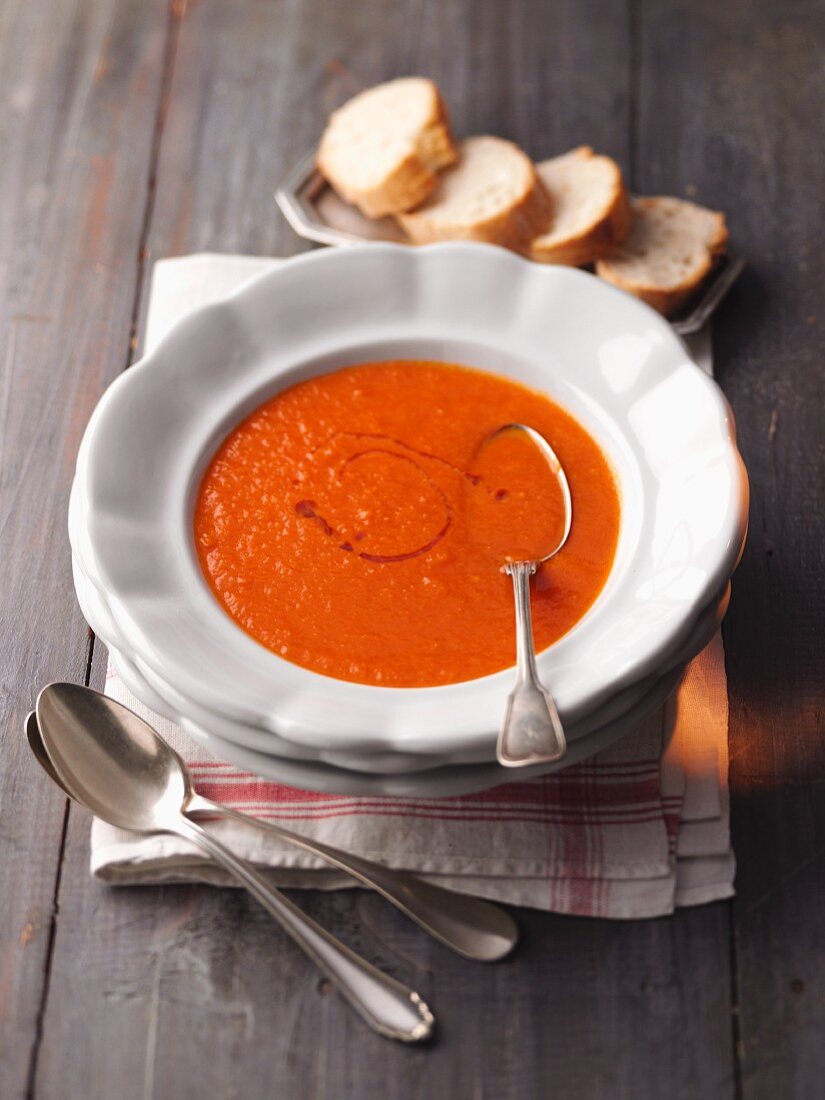 Tomato soup and bread