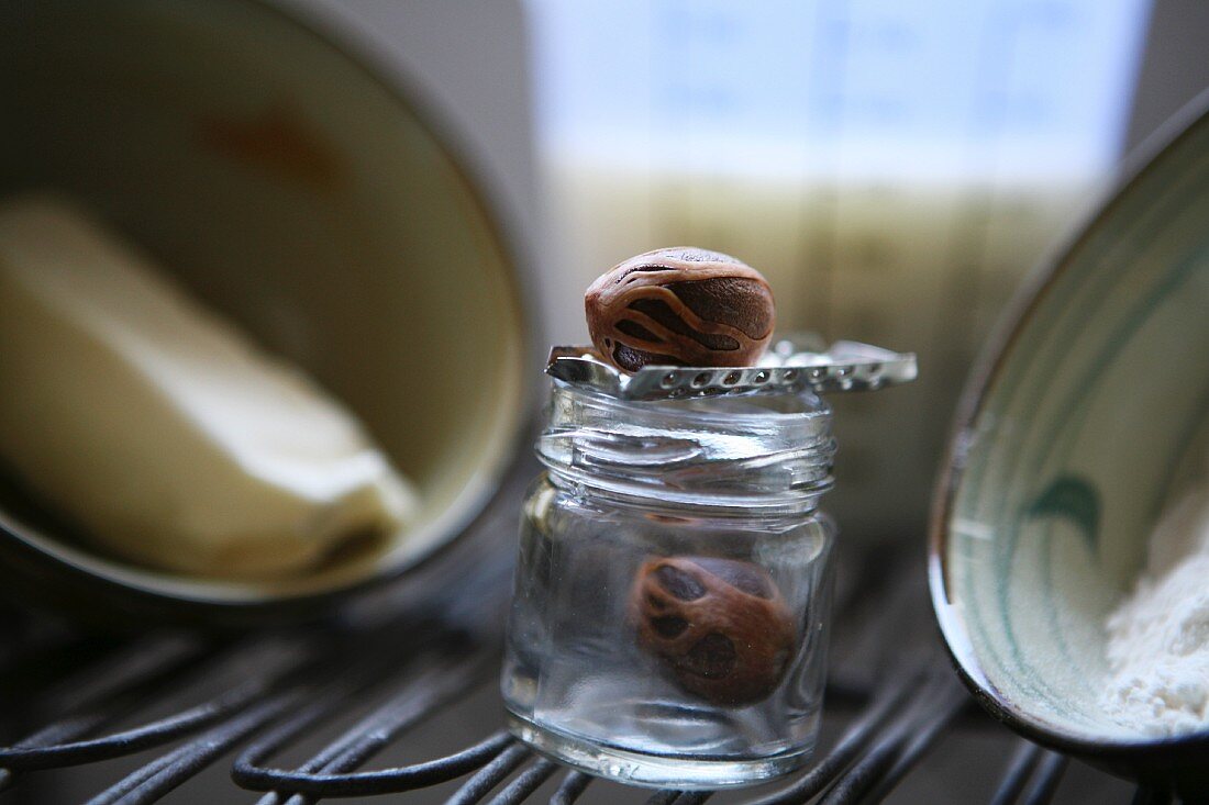 Nutmegs with grater