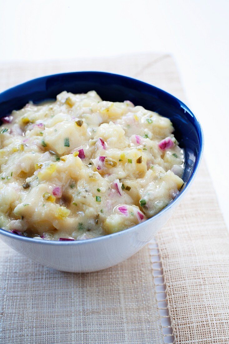 Creamy Potato Salad on Lettuce Bed; Fork