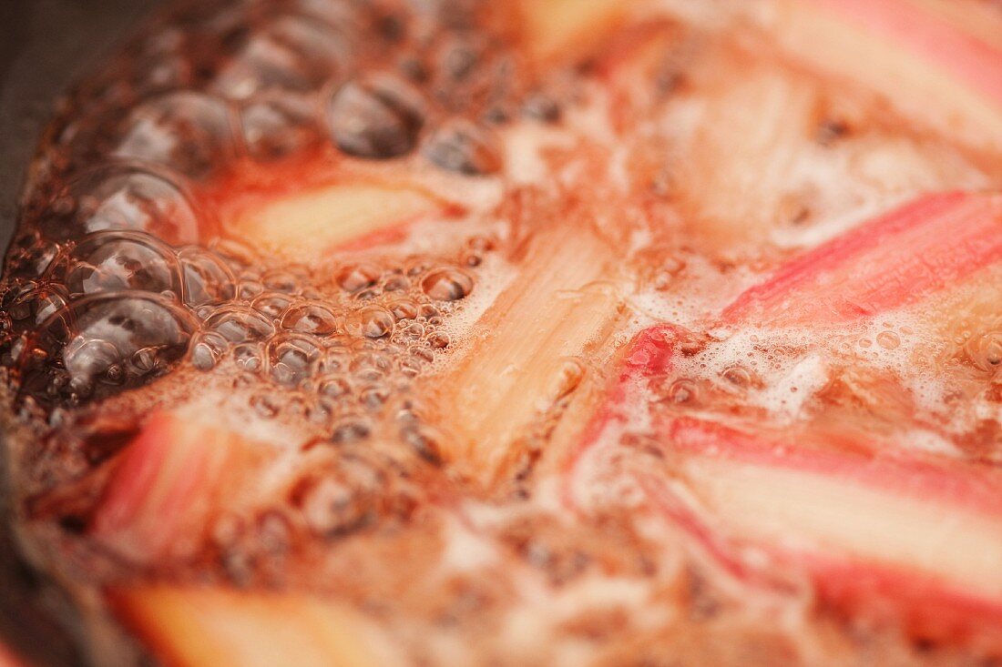 Cooking Rhubarb; Close Up