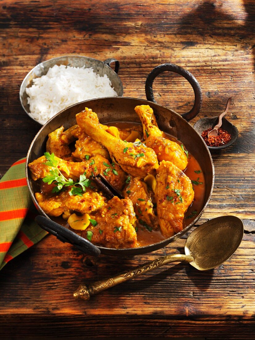 Curried chicken with rice (India)