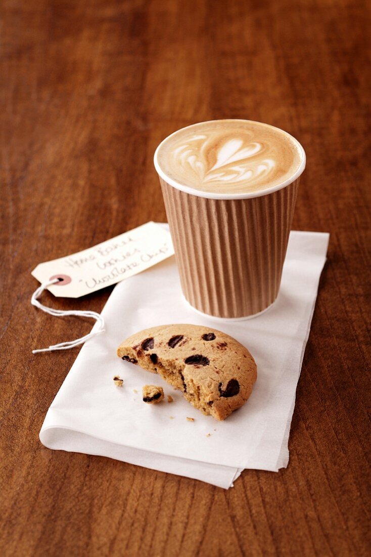 Chocolate chip cookies and coffee