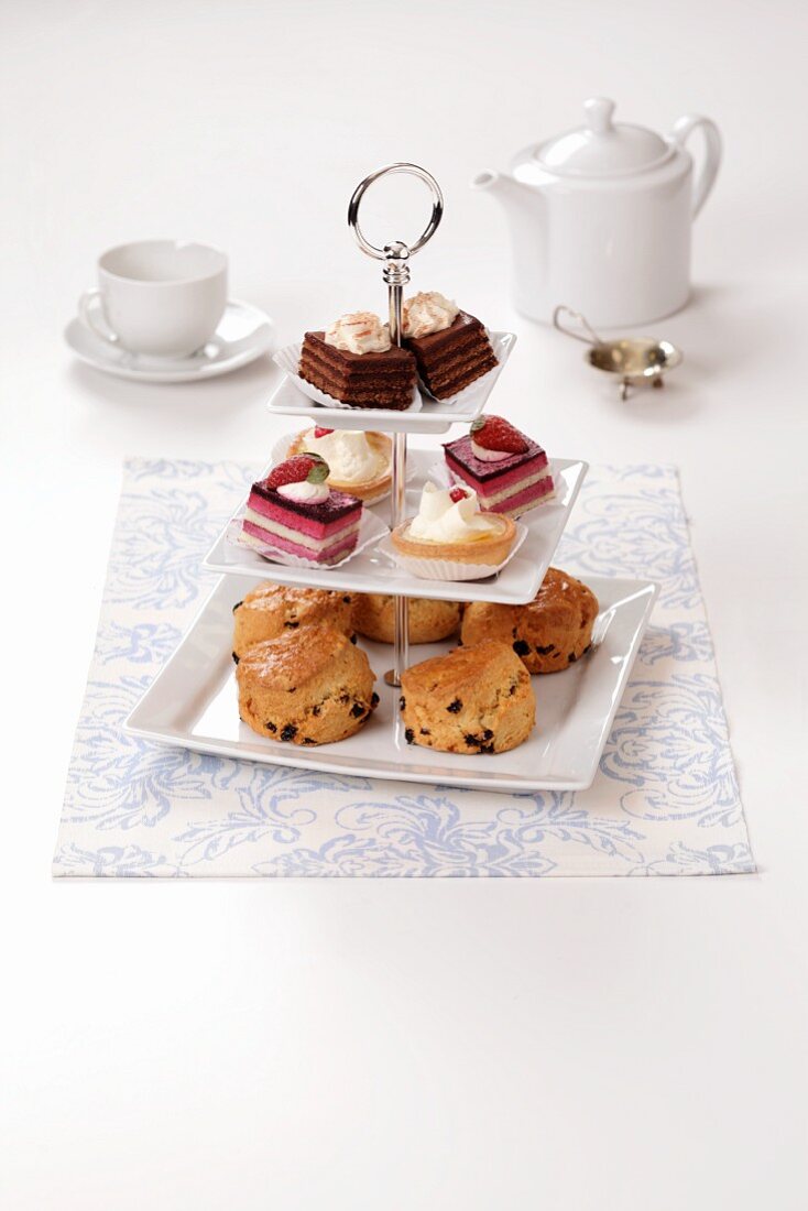 Sweet pastries on a cake stand