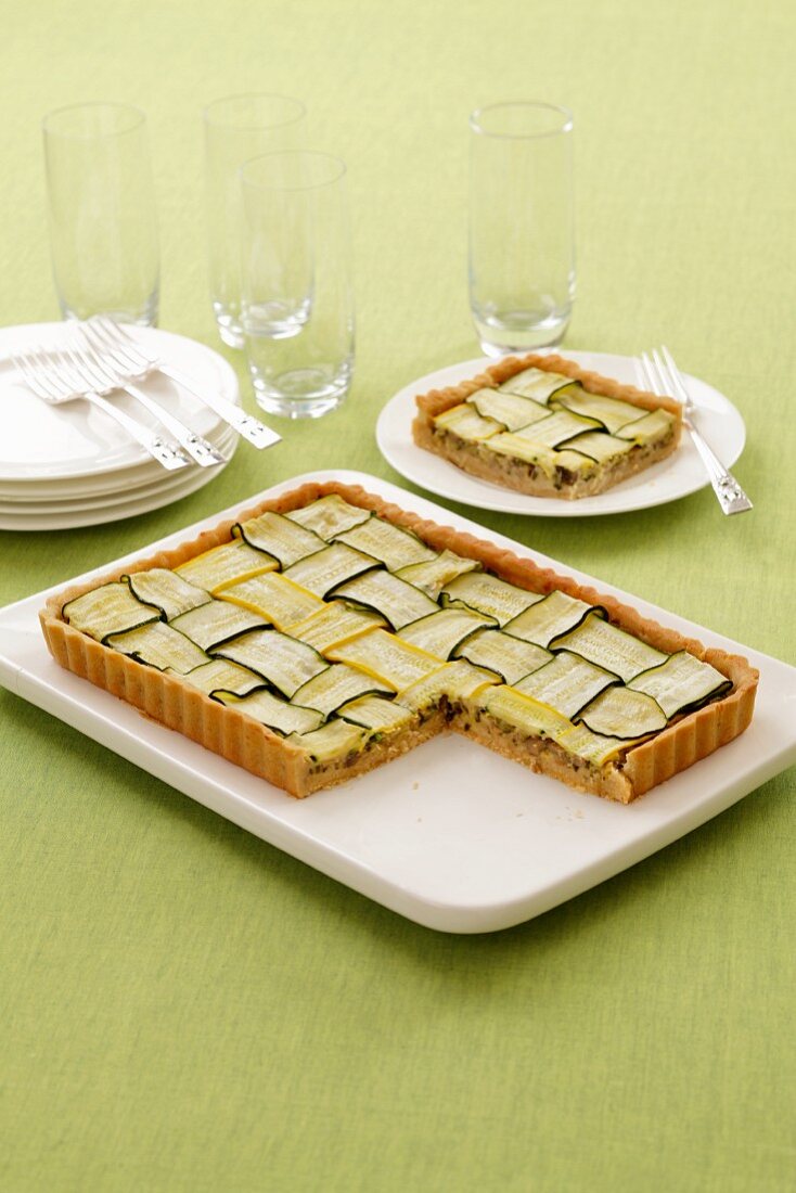 Courgette tart, sliced