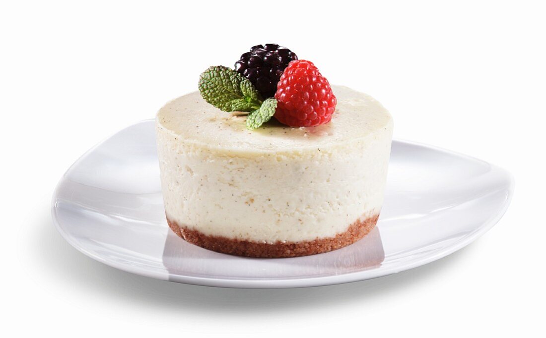 Mini French Vanilla Cheesecake with Berry Garnish