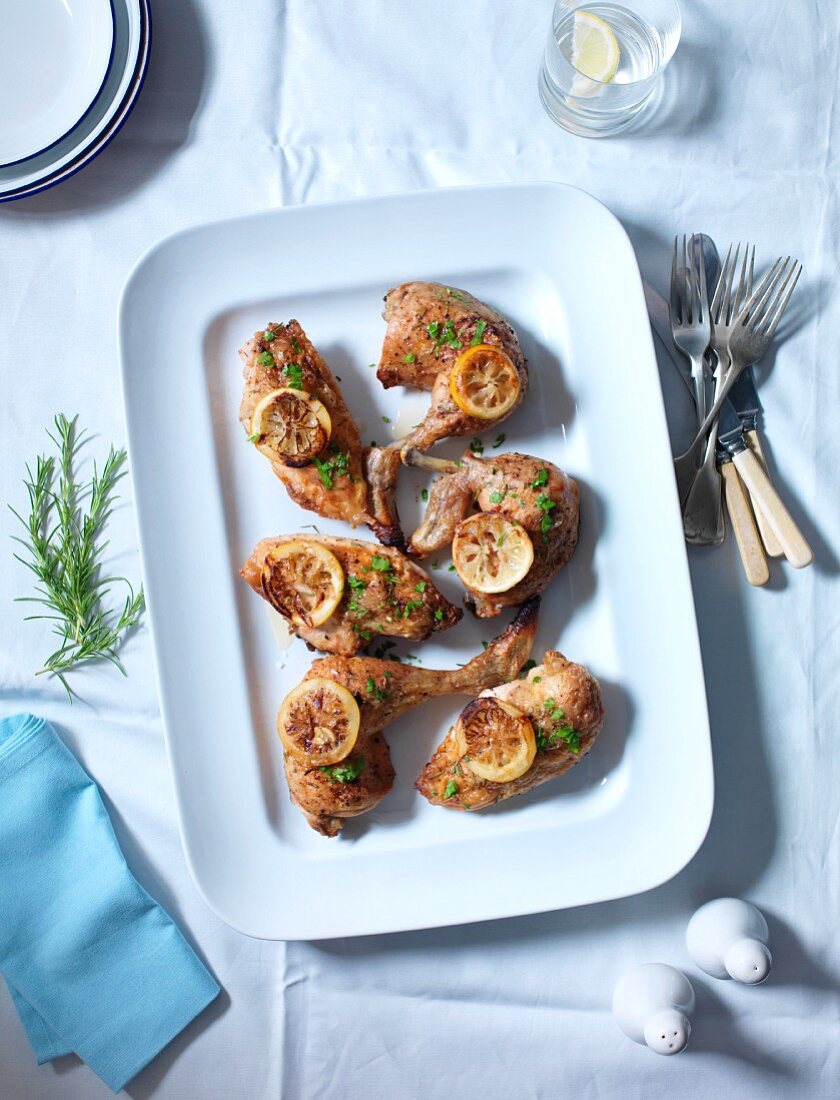 Roast chicken with lemon and herbs