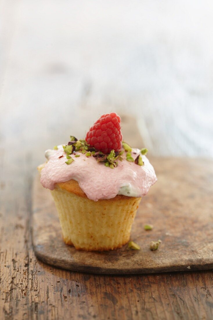 Cupcake with raspberry frosting