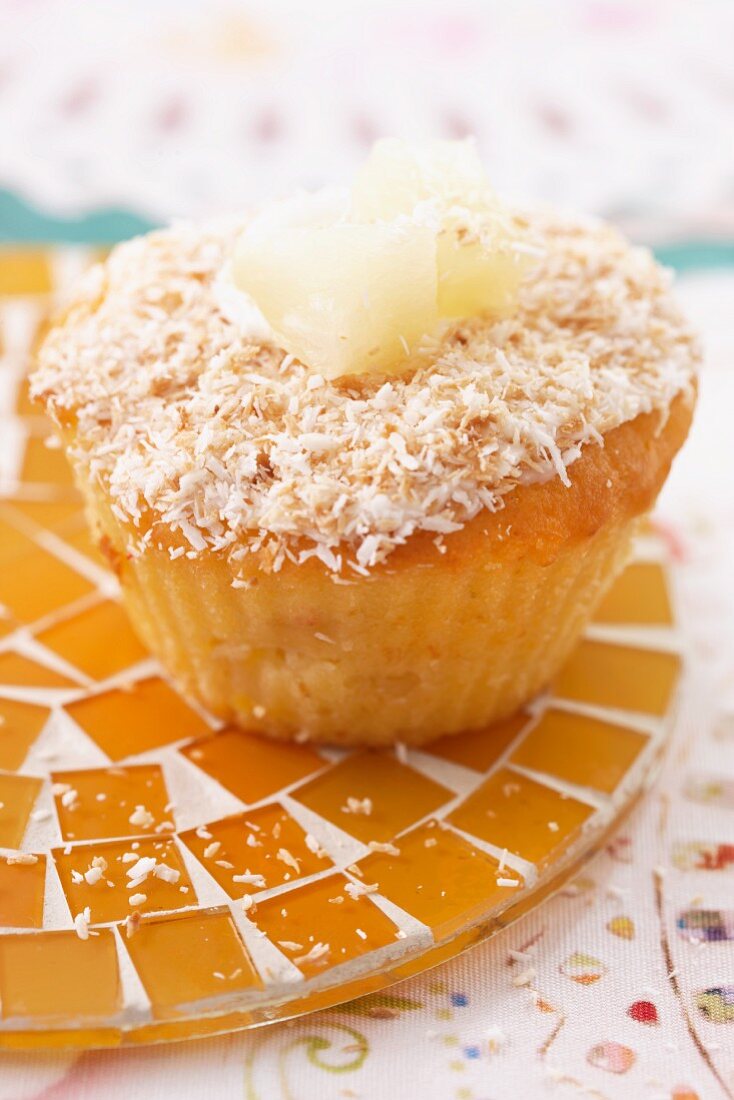 Pineapple muffin with grated coconut