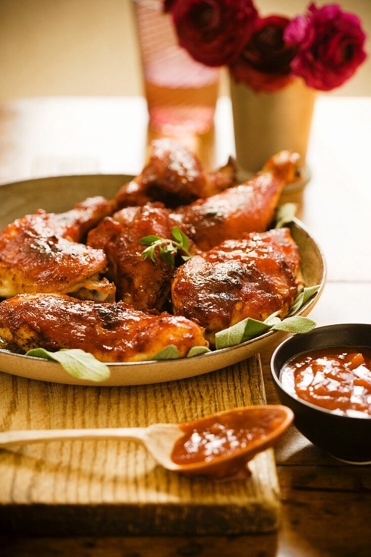 Roasted Chicken with Spicy Barbecue Sauce