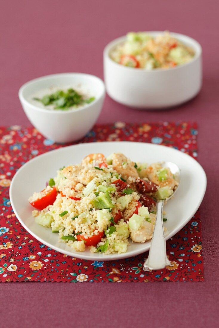 Couscous salad with chicken and vegetables