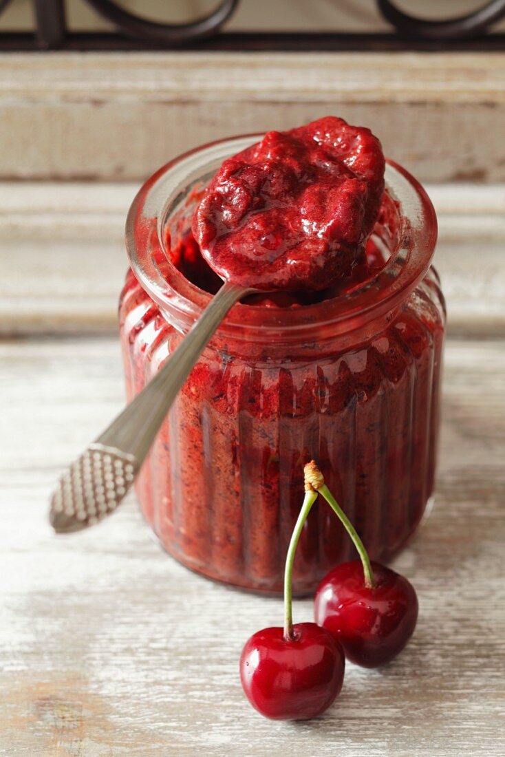 Cherry jam with chocolate