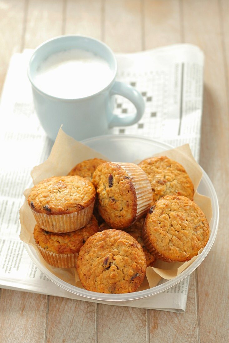 Cranberry muffins and a cup of milk
