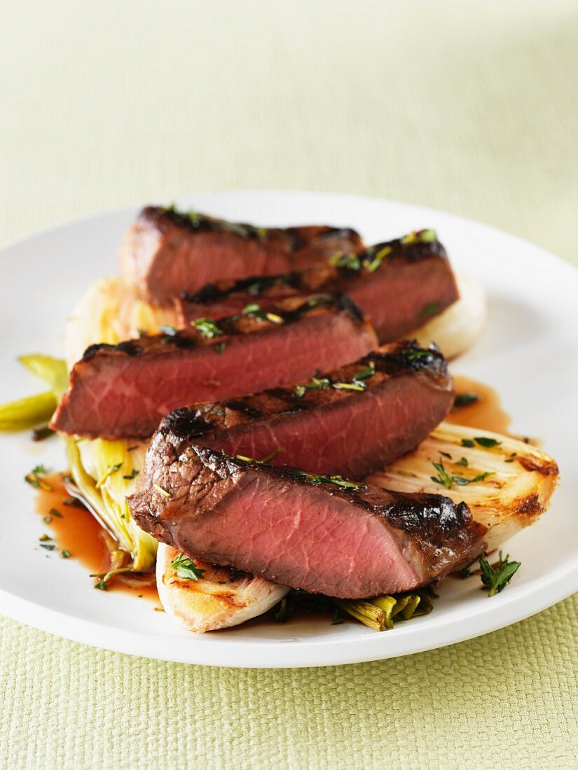 Grilled, sliced ribeye steak