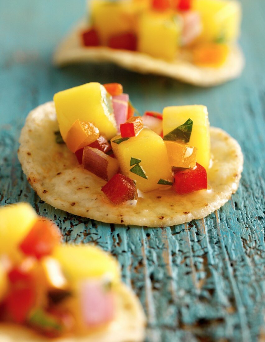 Tortilla chips with mango salsa