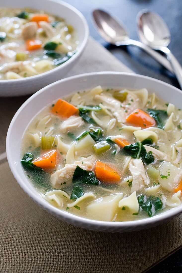 Chicken soup with vegetables and noodles