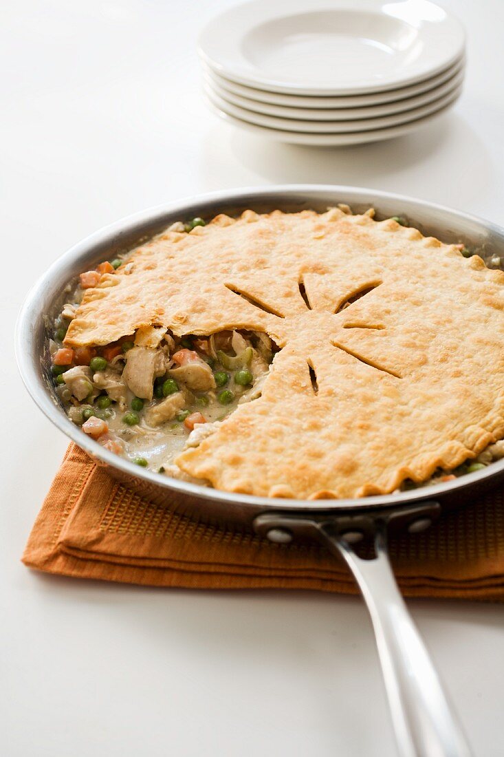 Chicken Pot Pie Cooked in a Skillet