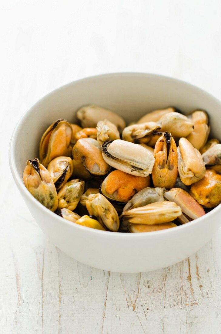 Shelled fresh mussels