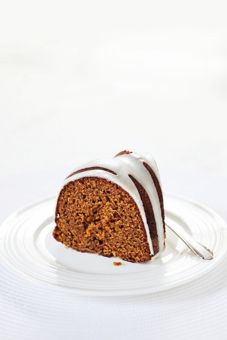Slice of Gingerbread Cake with Icing