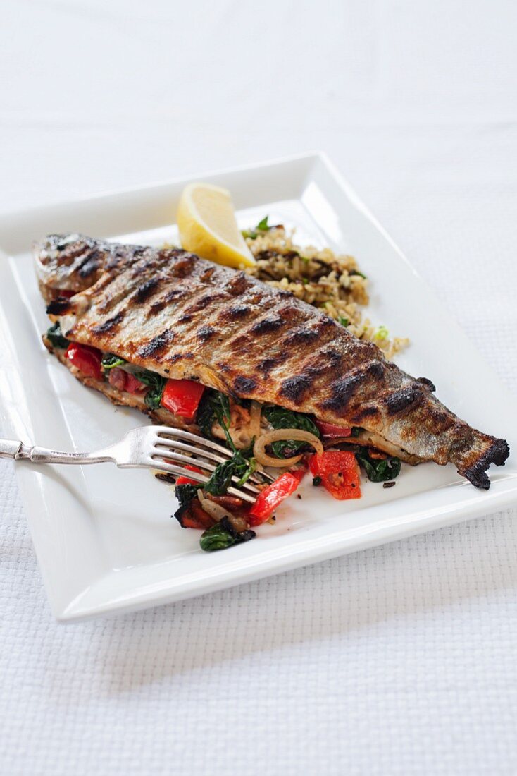 Whole Grilled Stuffed Trout