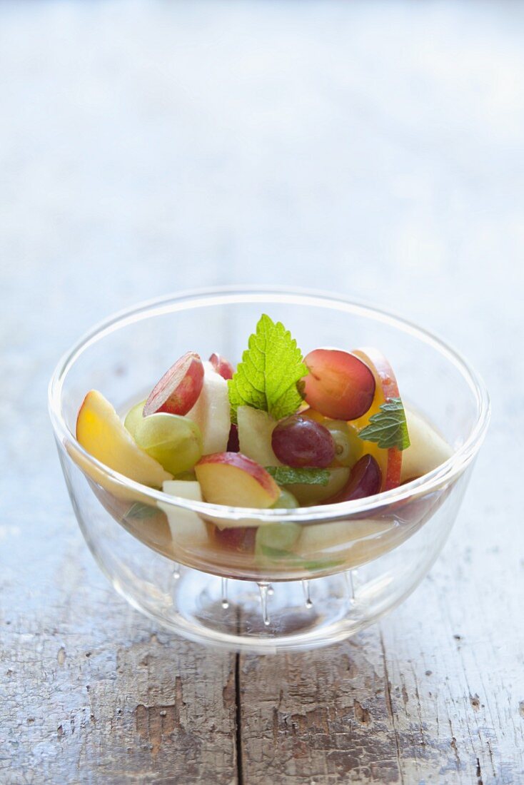 Fruit salad with lemon balm