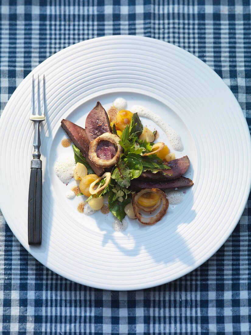 Salad with venison liver