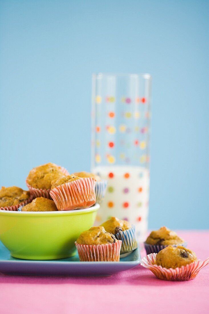 Mini Muffins and a Glass of Milk