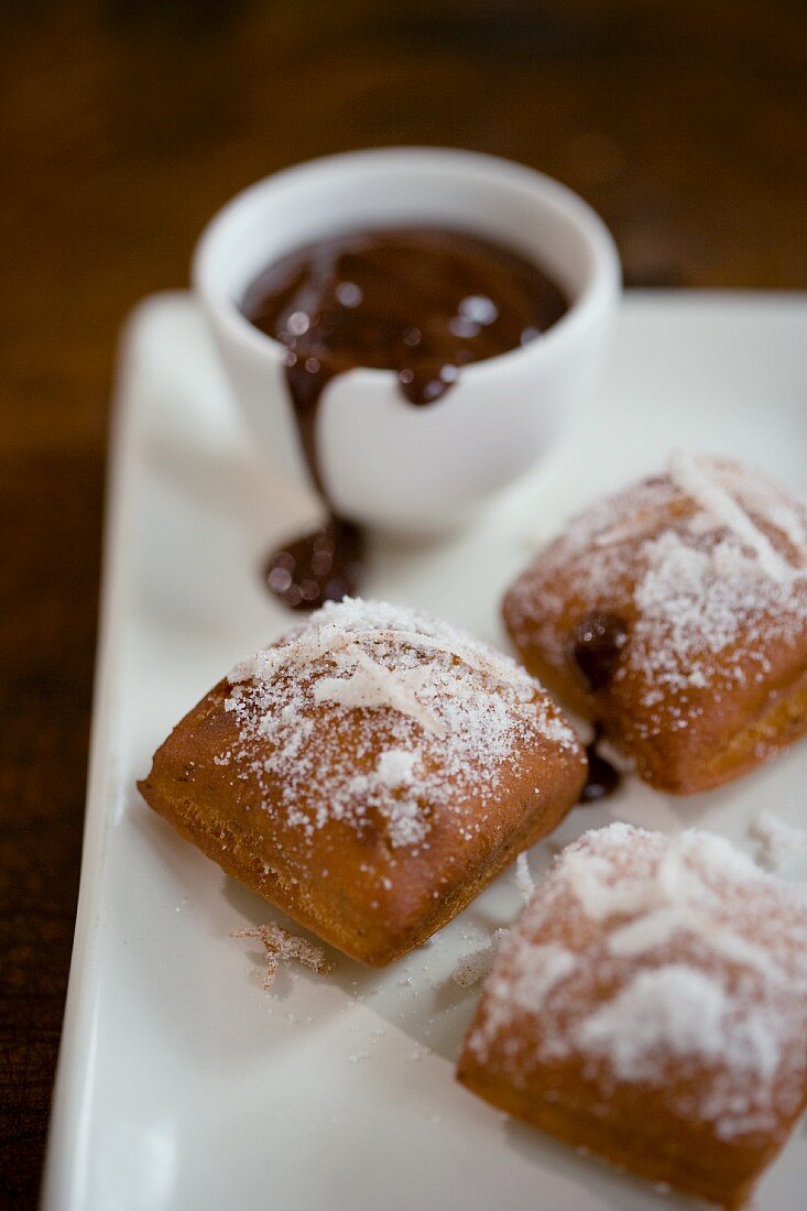 Mini Pastries with Chocolate Dipping Sauce