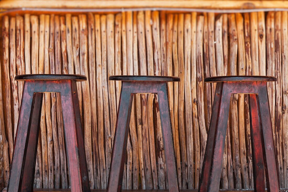 Simple wooden bar and three well worn bars tools in Mexico