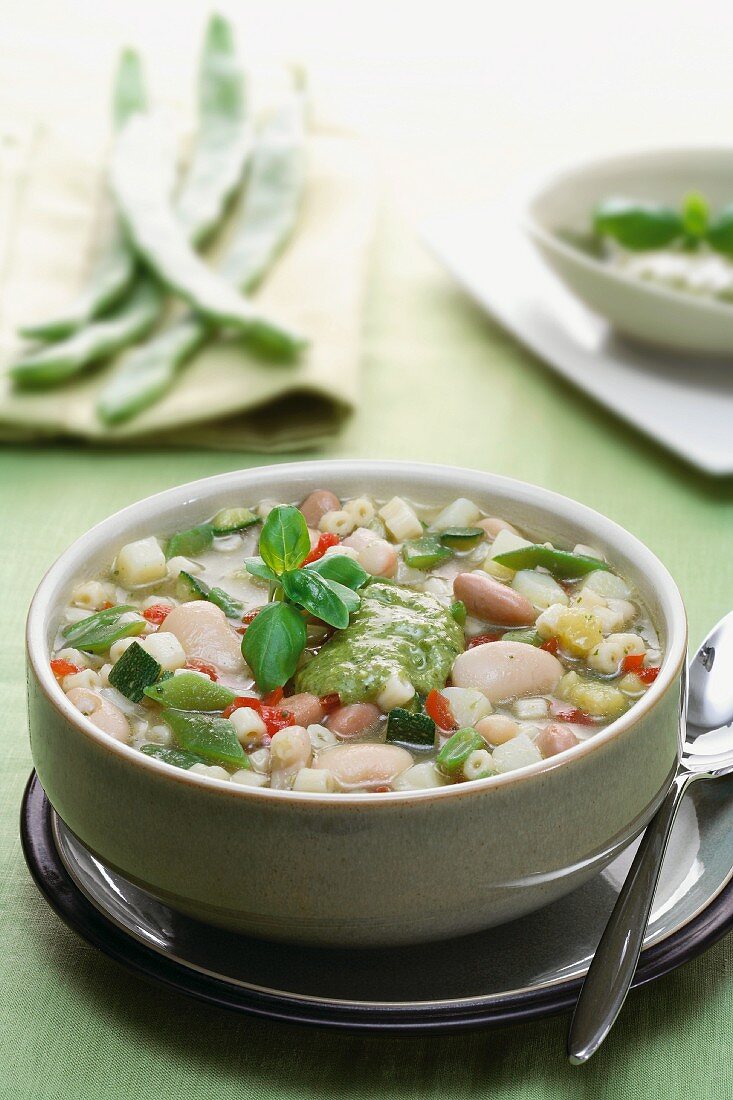 Minestrone al pistou (vegetable soup with pistou)