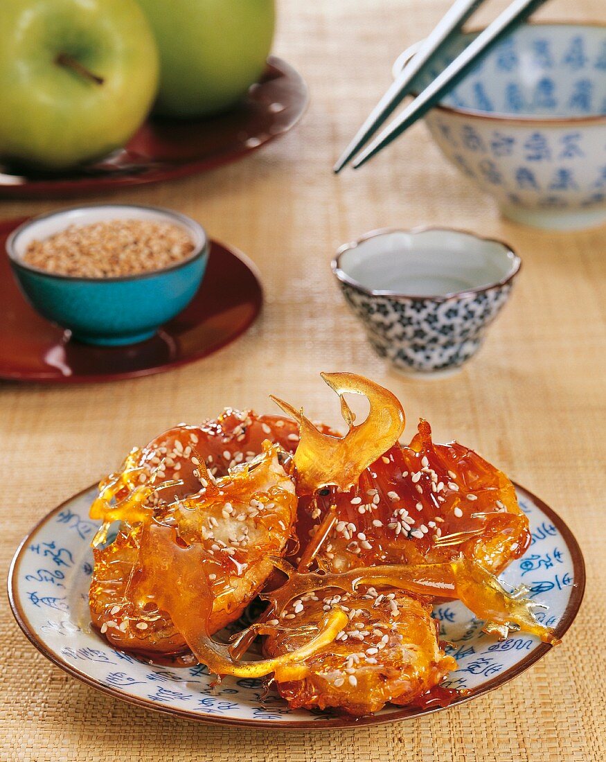 Baked, caramelised apple slices