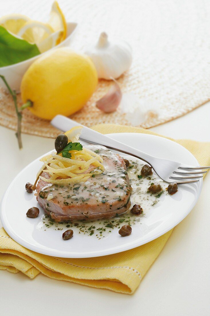 Tonno al limone e capperi (Thunfisch mit Zitrone & Kapern)