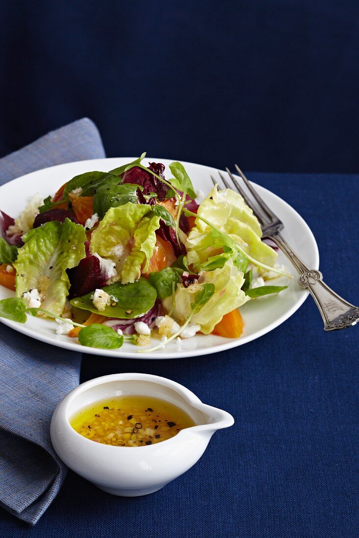 Winter Salad with Roasted Beets and Citrus Reductions Dressing