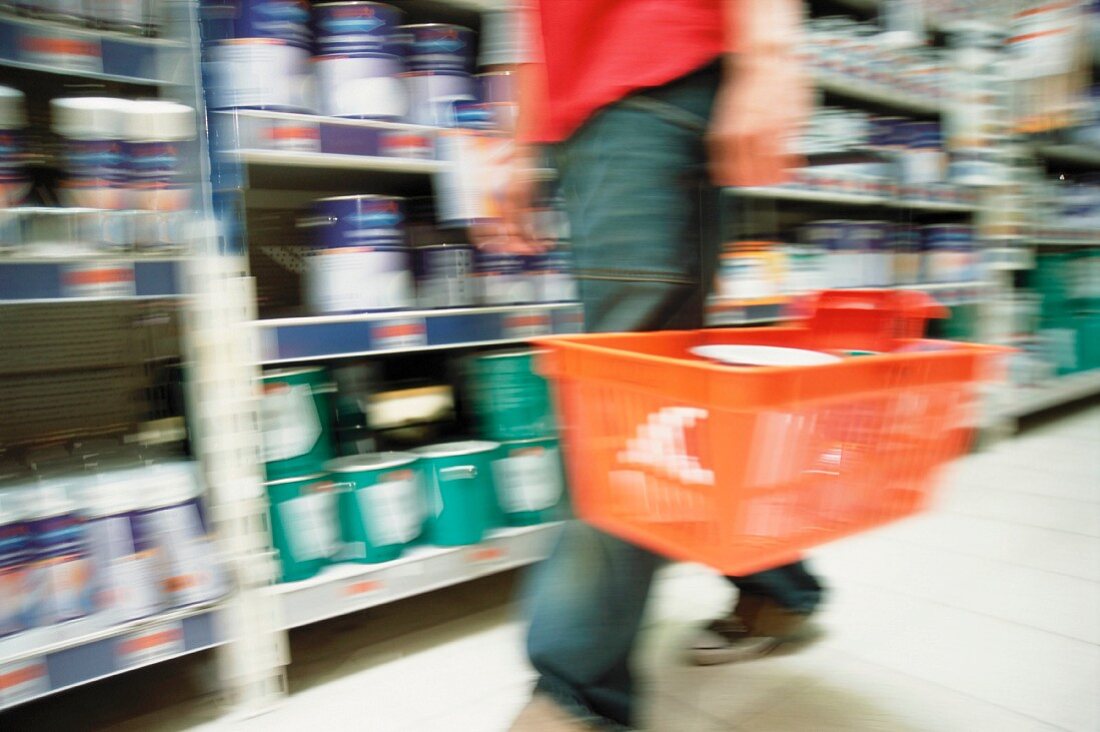 Blurred shopping basket