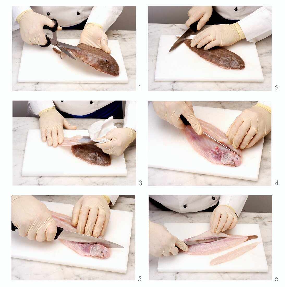 Sole being filleted