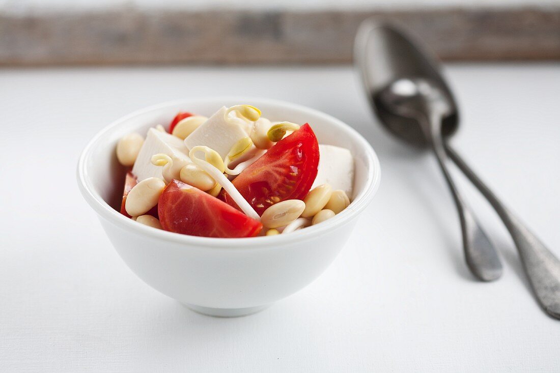 Tomaten mit Tofu und Sojasprossen