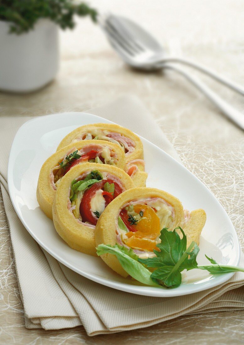 Roulade with ham and egg