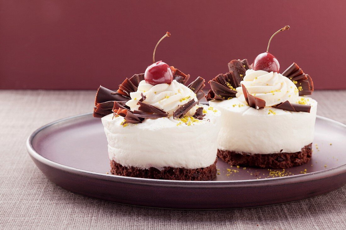 Two Black Forest-style gateaux