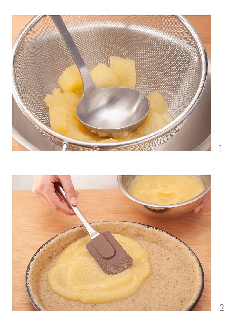 Apple purée cake being prepared