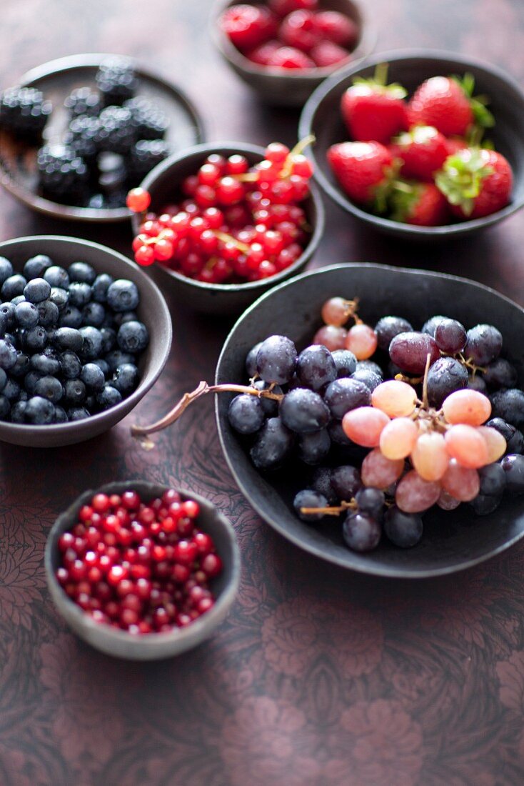Various berries and grapes