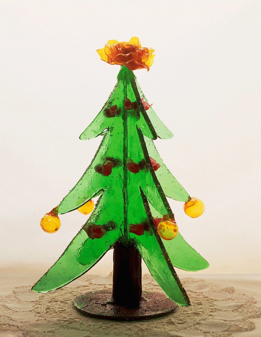 A Christmas tree made from caramelised sugar