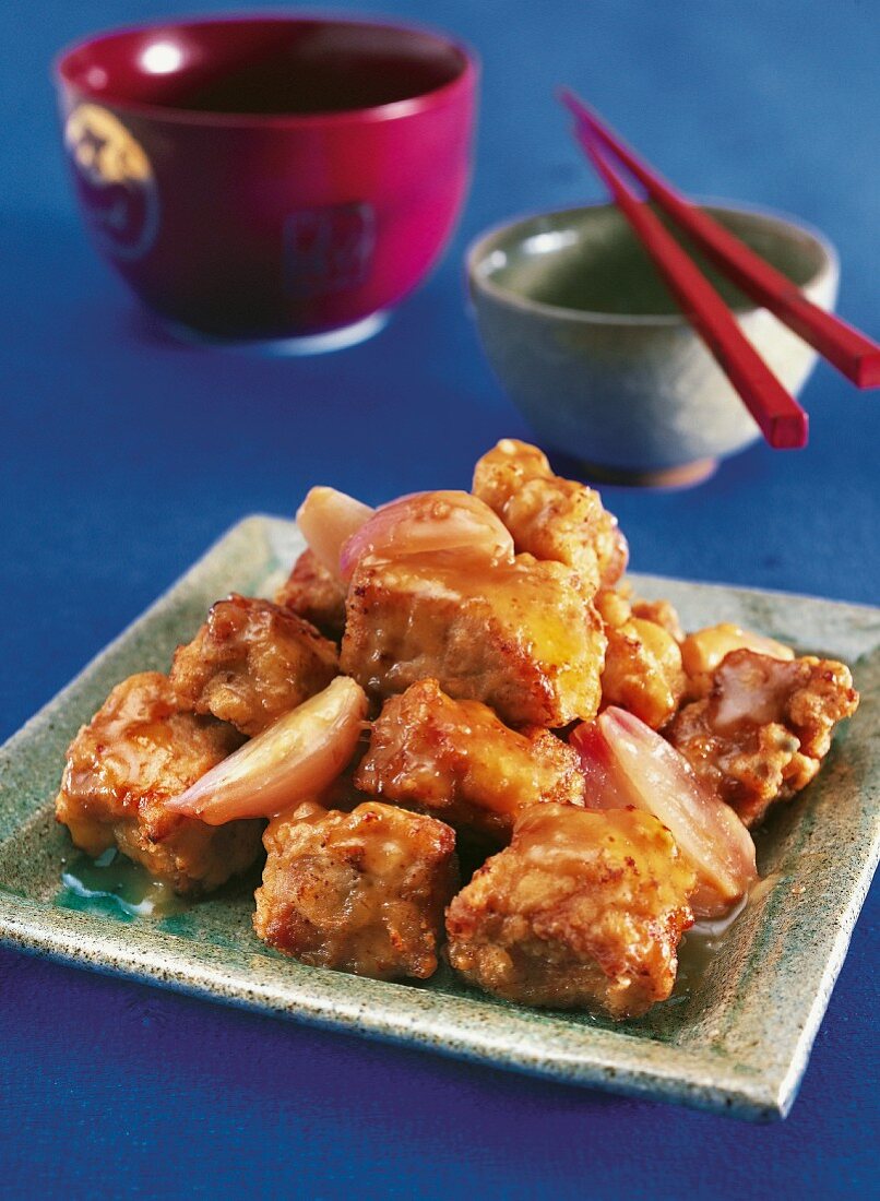 Sweet and sour pork with orange sauce (Asia)